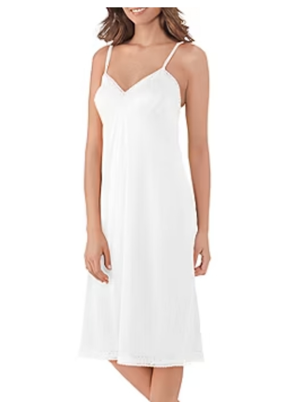 NWOT Vanity Fair Midi Full Slip Dress S White Classic Retro Elegant Glamour wt1